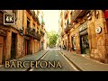 Driving Narrow Streets of Barcelona, Spain. 4K City Drive