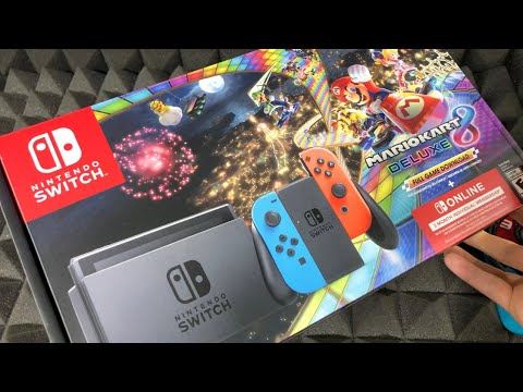 Nintendo Switch Neon Blue/Neon Red Joy-Con+Mario Kart 8 Deluxe +3month Nintendo Online Unboxing