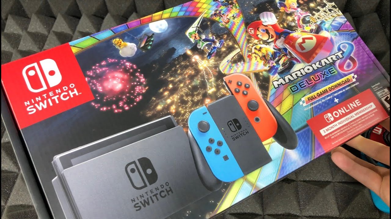 Nintendo Switch Bundle with Mario Kart 8 Deluxe Game and 3 Month Nintendo  Switch Online Membership