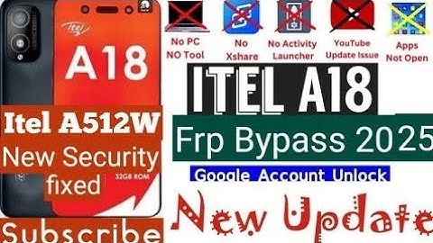 Itel A512W FRP Bypass itel A18 Google account unlock 100% Working WITHOUT Computer