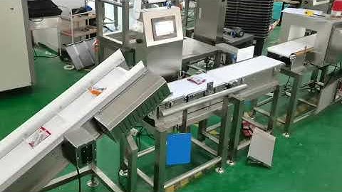 Online checkweigher ，products that are underweight and overweight will be automatically rejected.