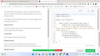 Sum and Difference of x and y #hackerrank  #hacker #hackerrankpush #coding Profile