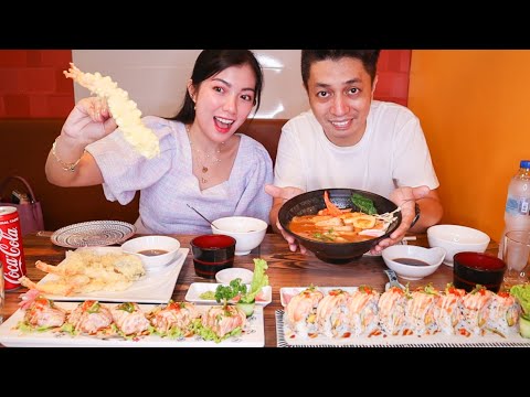 Tempura, Giant Maki, Ginza Sushi & Ramen Mukbang! ft. Ginza Sushi Restaurant