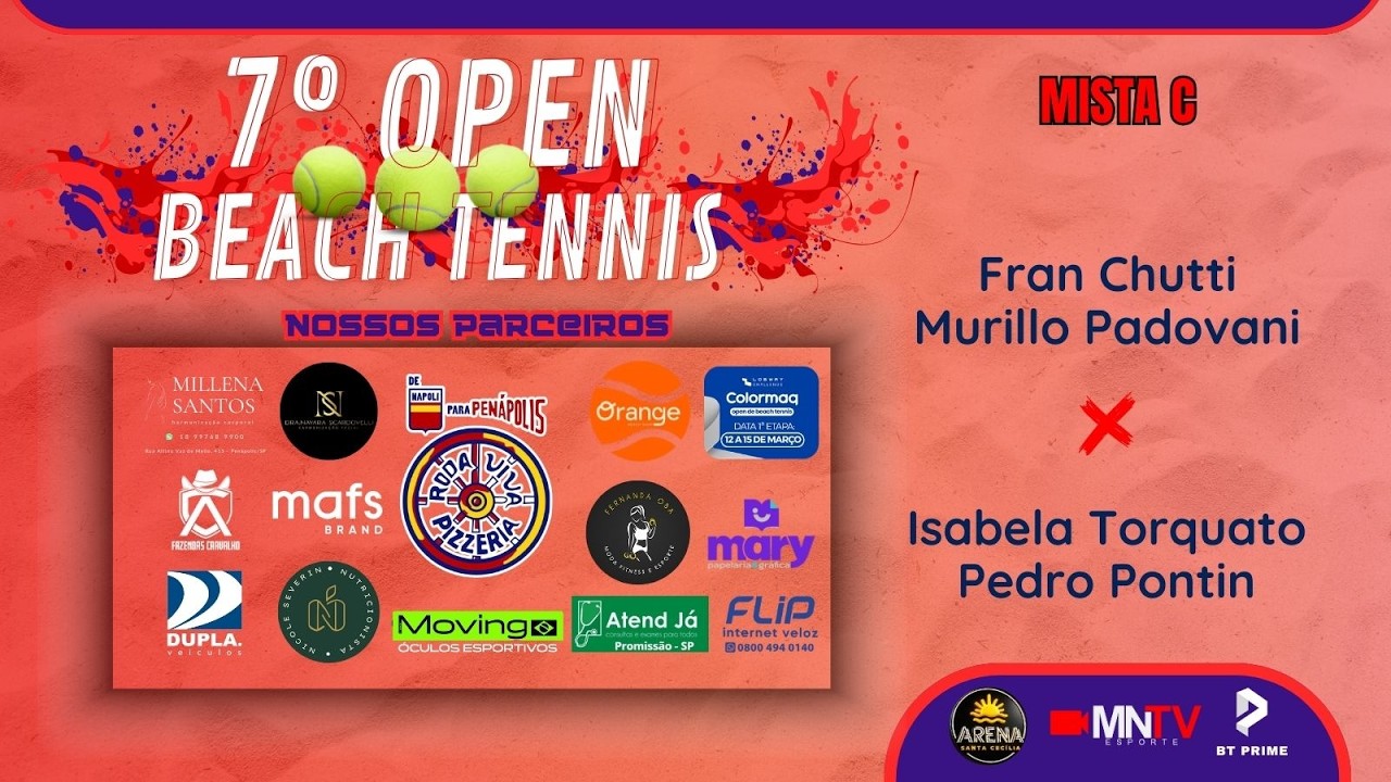 AO VIVO - 7º OPEN ARENA SANTA CECÍLIA DE BEACH TENNIS PRIME 300 - PENAPOLIS - SP