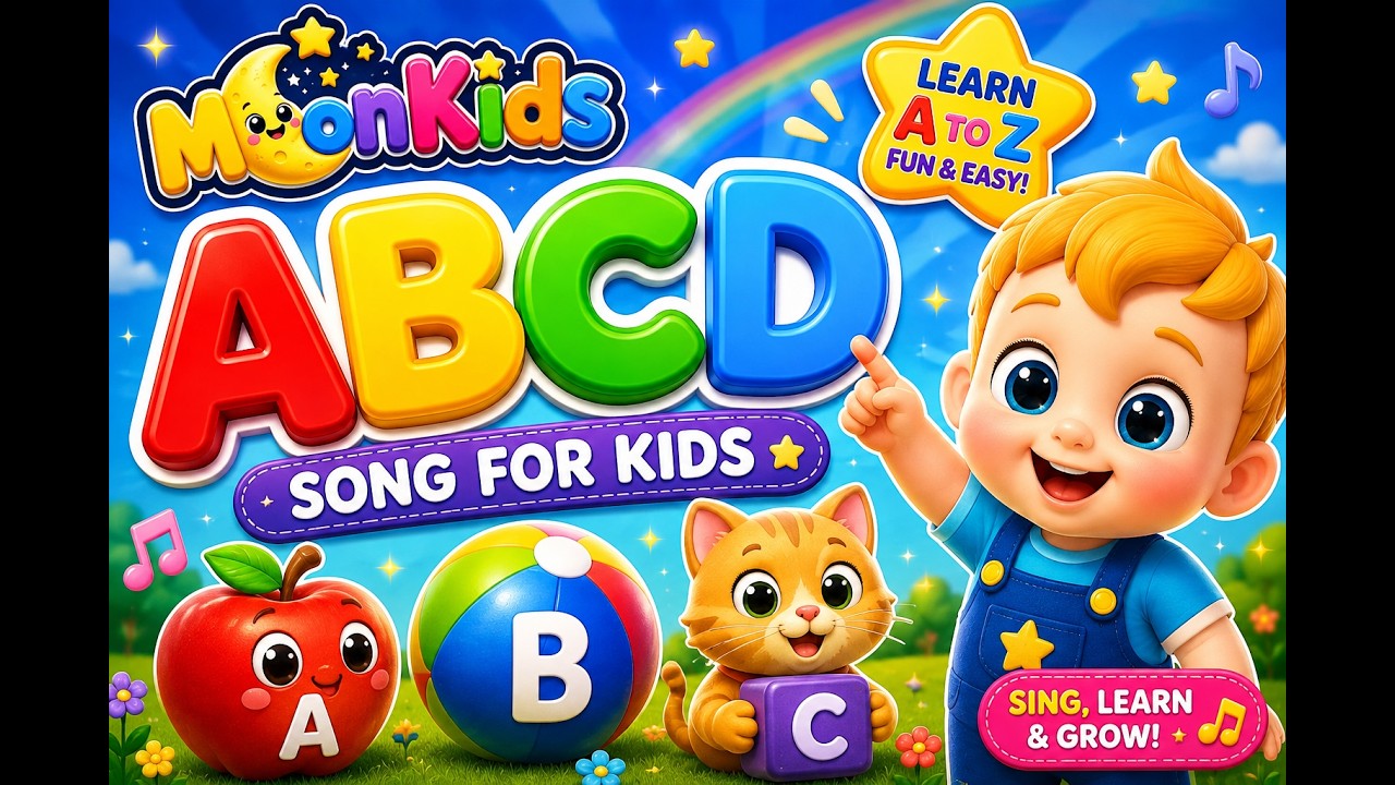 ABCD Song for Kids | Moon Kids | Learn Alphabet A to Z | ABC Alphabet Nursery Rhyme |