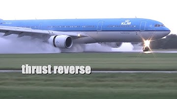 Thrust reverse on a wet runway.