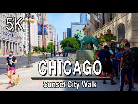 Chicago Downtown Sunset Riverwalk and Magnificent Mile City Sounds