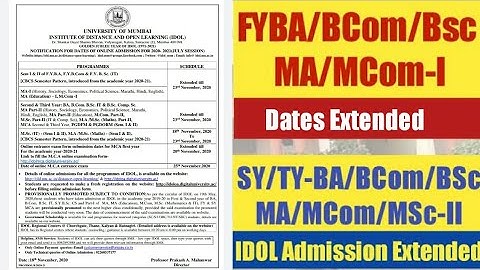 IDOL ADMISSION DATES EXTENDED FOR ALL COURSES | MUMBAI UNIVERSITY | ASHISH SIR