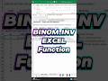Excel A–Z in 60s: BINOM.INV — Find the Cutoff k #Excel #BINOMINV #ExcelShorts #ExcelTips