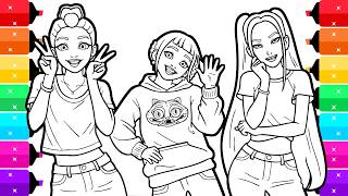 KPop Demon Hunters Coloring Book | Coloring Rumi, Mira, Zoey