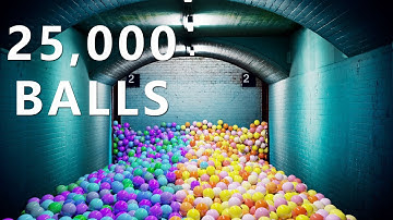 25,000 Balls in the underground corridor - Blender rigid body Simulation