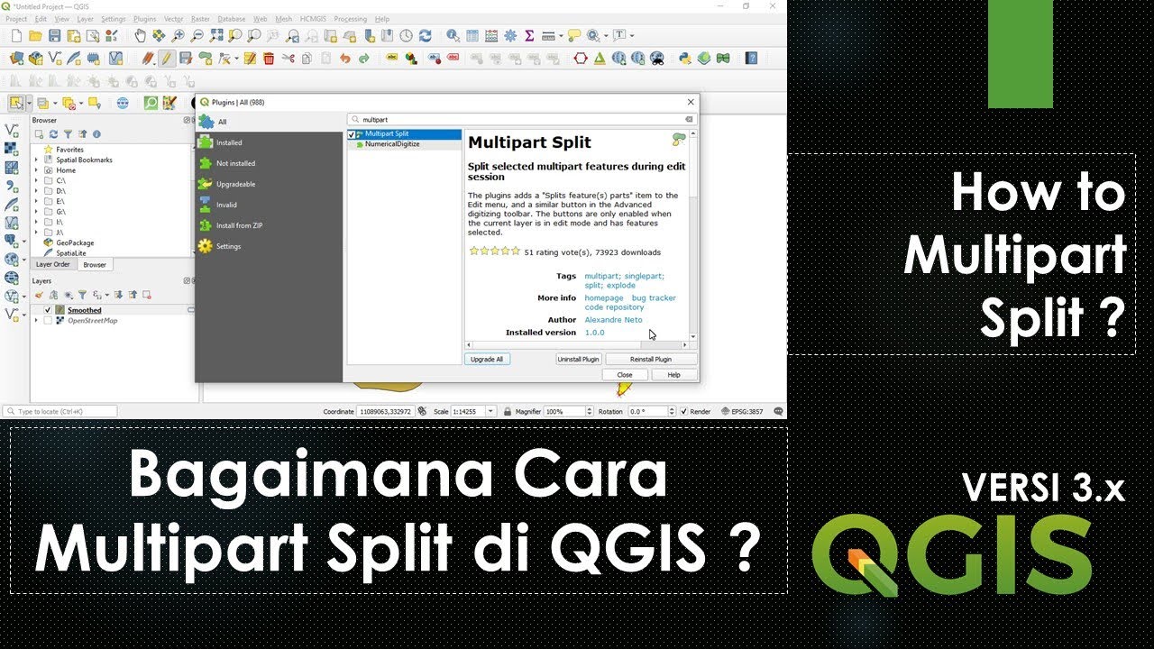 Bagaimana Cara Multipart Split di QGIS - YouTube