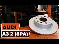 How to change rear brake discs / rear brake rotors on AUDI A3 2 (8PA) [TUTORIAL AUTODOC]