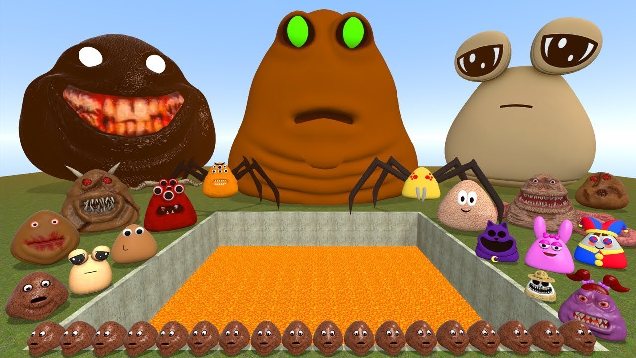 DESTROY ALL 3D POU BOU'S REVENGE FAMILY in LAVA HOLE Garry's Mod