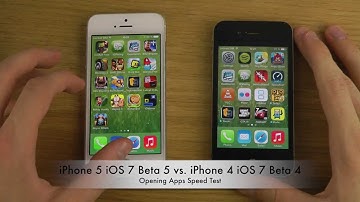 iPhone 5 iOS 7 Beta 5 vs. iPhone 4 iOS 7 Beta 5 - Opening Apps Speed Test