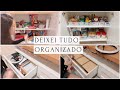 ORGANIZEI O ARMÁRIO DA COZINHA + O RACK DA SALA | coloquei os itens novos no lugar