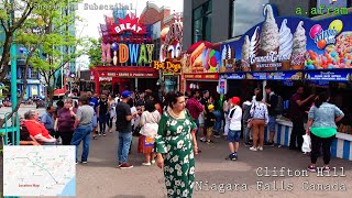 [4K] Walking Tour of Clifton Hill Niagara Falls Ontario Canada