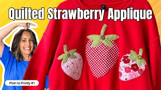 EASY Strawberry Appliqué Sweatshirt 🍓DIY SEWING Tutorial 🍓Beginner-Friendly