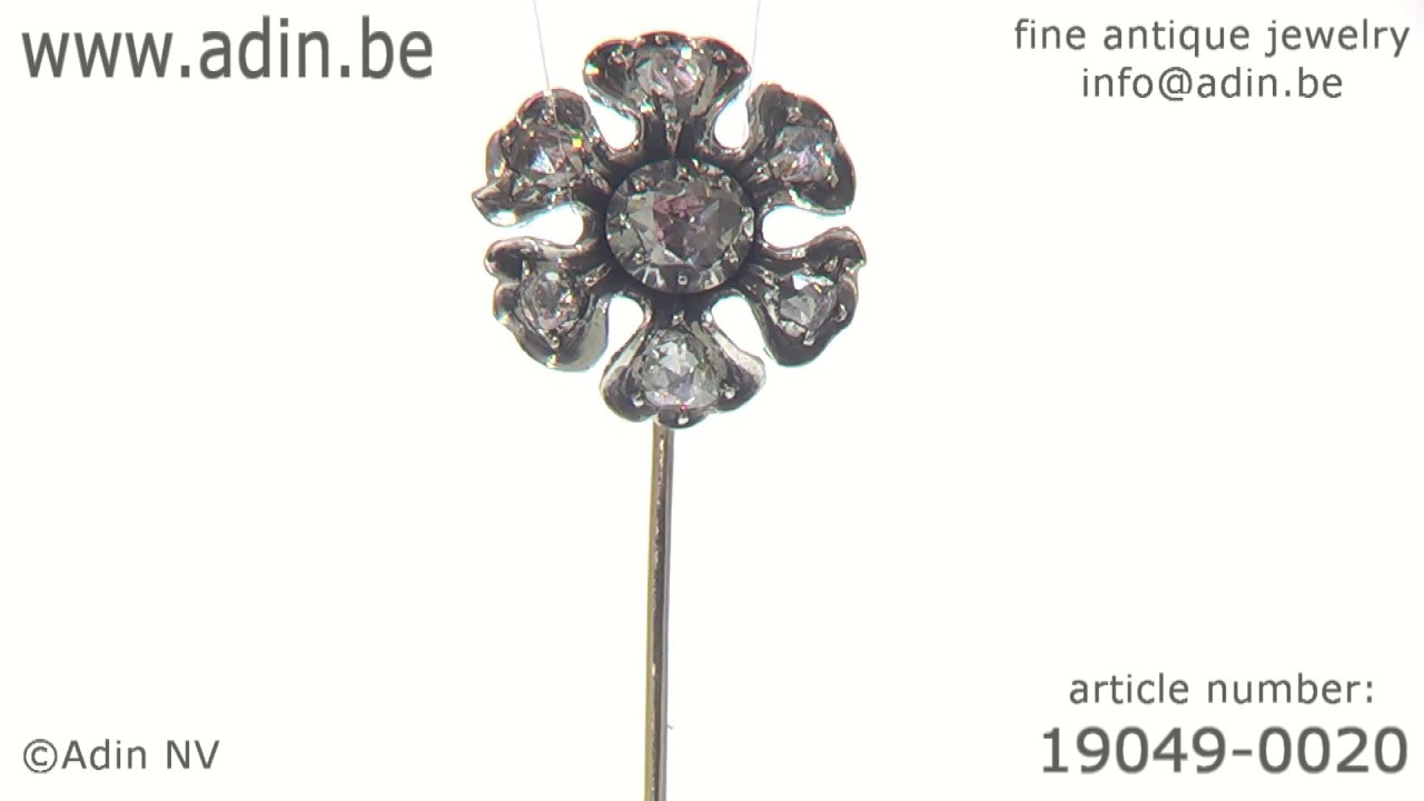 Antique Victorian tie pin set with rose cut diamonds. (Adin reference