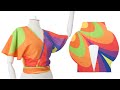 Very Easy Butterfly Wrap Top Cutting and Sewing / DIY Simple Tie Top / Crop top / for Beginner