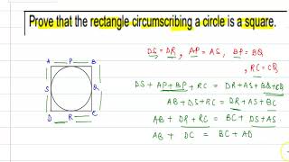 Prove that the rectangle circumscribing a circle is a square Square Circumscribing A Circle