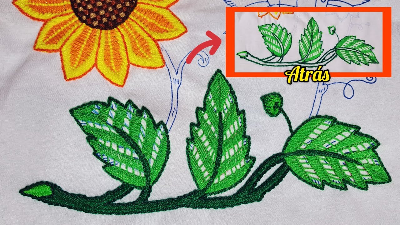 Como bordar Hojas Grandes🍃 (Hoja girasol)🌻