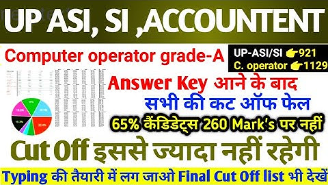 UPP ASI / SI , ACCOUNTENT CUT OFF AFTER ANSWER KEY 👉 UP POLICE COMPUTER OPRERATOR CUT OFF