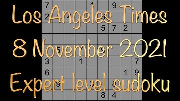 Sudoku solution – Los Angeles Times sudoku 8 November 2021 Expert level