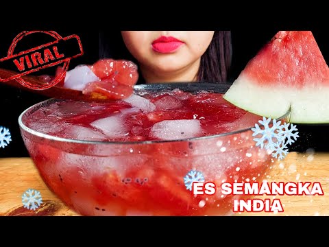 ASMR ES VIRAL SEMANGKA INDIA - INDIAN WATERMELON 🍉🍷 EXTREME FIZZY & ICE EATING SOUNDS