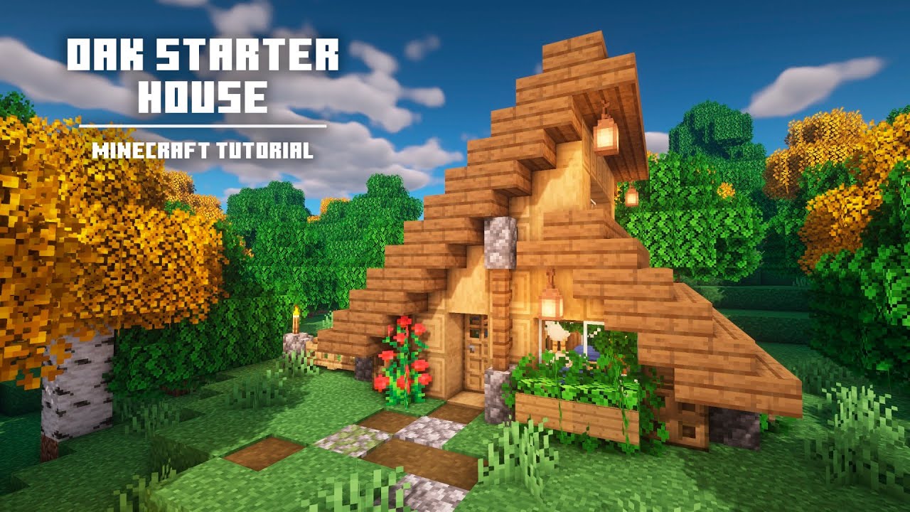 How to build an Oak Starter House – Minecraft Build Tutorial - YouTube