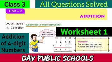 DAV class 3 maths chapter 2 worksheet 1 - all questions solved