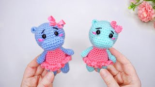 🌸How to crochet a charming Hippopotamus in a pink dress🌸Amigurumi toys🌸