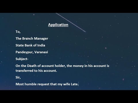 Death Account Holder Money Transfer To Another Bank Account Application || Letter Writing ||