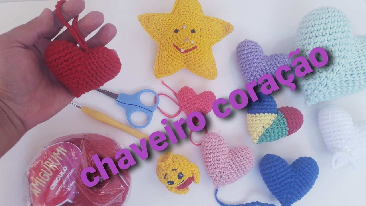 Chaveiro coração de crochê / Amigurumi simples