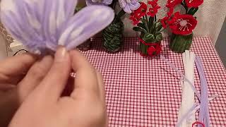 Diy simple curtains tieback from chenille pipe cleaners #diyflowers #diy #handmadeflowers@meepullom
