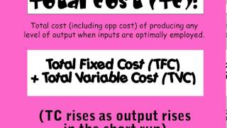 Unit 4 Topic 2: Short Run Costs