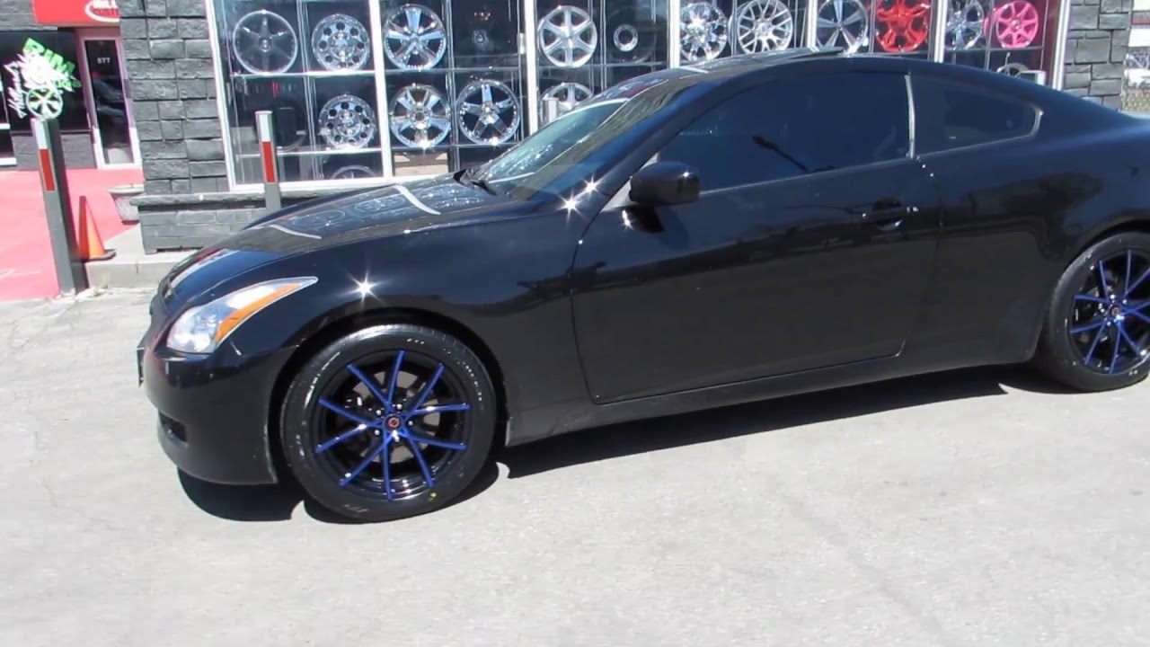 2009 INFINITI G37 X RIDING ON CUSTOM 18 INCH BLACK & BLUE RIMS