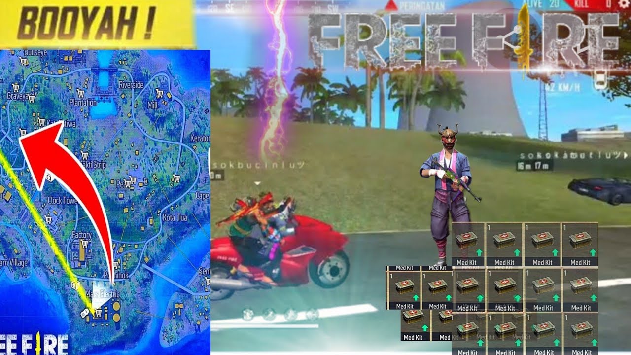 free fire zone push and 10 medkit booyah 😲😲 viral free live garena