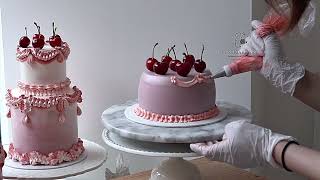 【30 Single-layer retro cherry cake】🍒