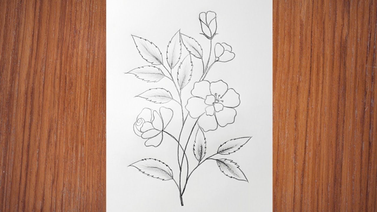 Simple Flower Drawing | Easy Drawing | Embroidery Floral Design | Flower Design Drawing 14