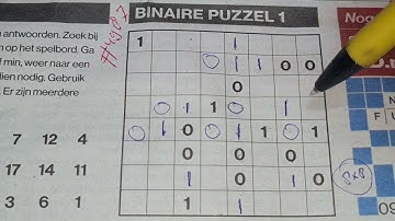 Tuesday. Bonus Extra edition. (#4987) Binary01 Sudoku puzzle.  08-09-2022 Extra part 3 of 4