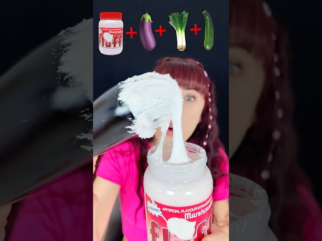 ASMR Strange Combination Fluff Marshmallow VS Eggplant  #eatingsounds