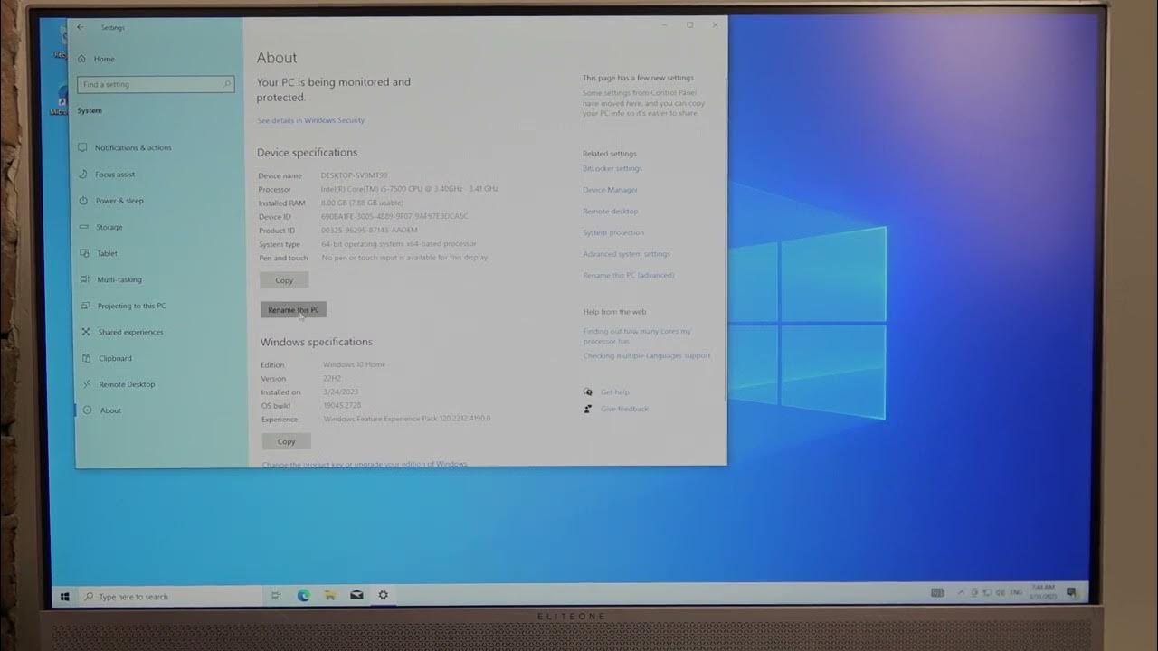 how-to-change-computer-name-in-hp-800-g3-aio-i5-youtube