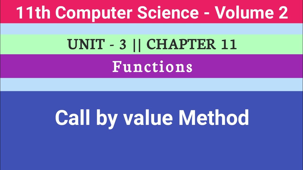 11th Computer Science Chapter 11 Functions Call by value