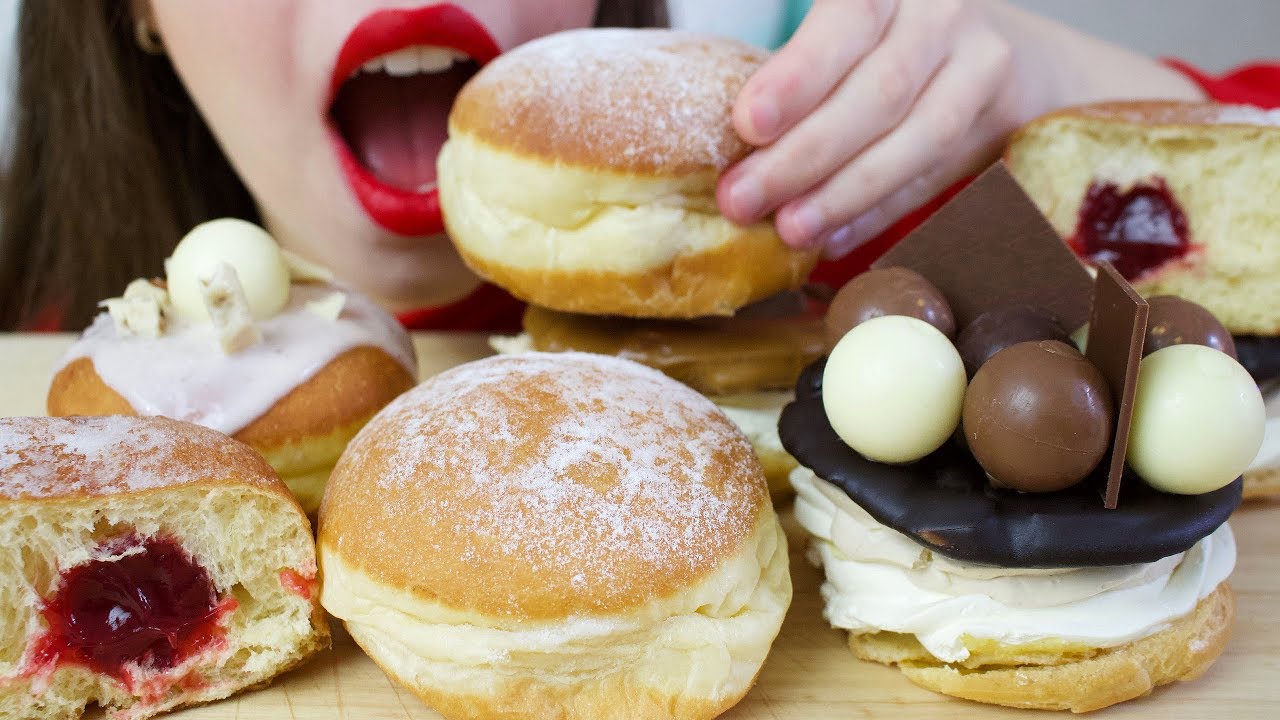 DONUTS + Maxi Caramel & Chocolate Profiteroles Mukbang (ASMR Eating Sounds)