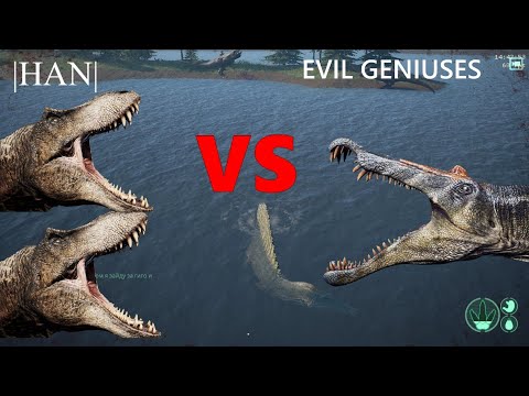 Видео: The Isle Legacy | Спинозавр против рексов | 2 rex vs 1 spino no problem!