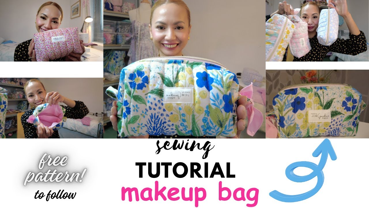 Sewing Tutorial Makeup Toiletry Bag | step by step tutorial | Free Pattern | Easy Sewing Project