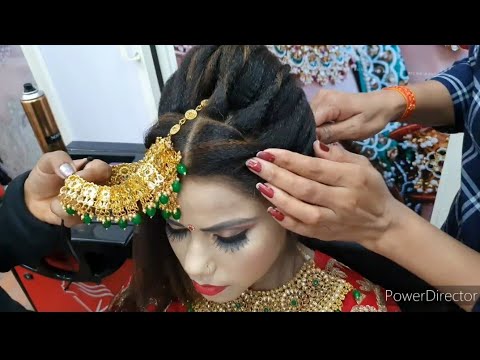 Real bridal Juda hairstyle with Tikka setting for 