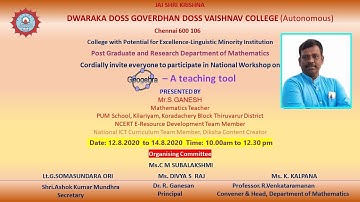 Workshop on "GeoGEBRA : A Teaching Tool " Day 1