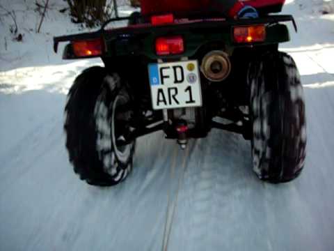Mit dem Quad Schlitten gefahren